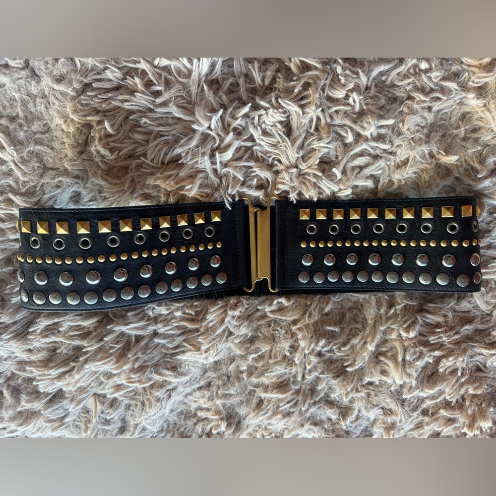MIU MIU Studded Black Studded Belt 32 in / 80 cm Excellent Condition